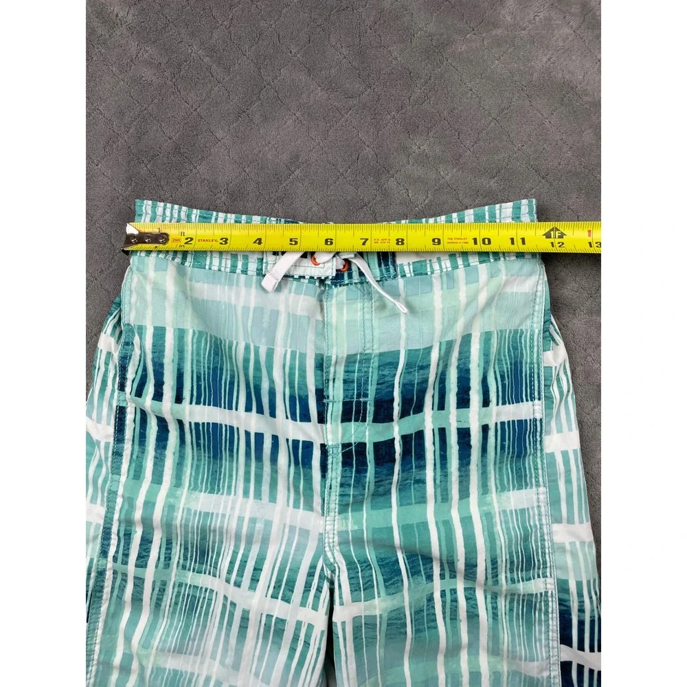Tommy Bahama Kids XL Swim Trunks Teal White‎ Plaid Board Shorts RN15101